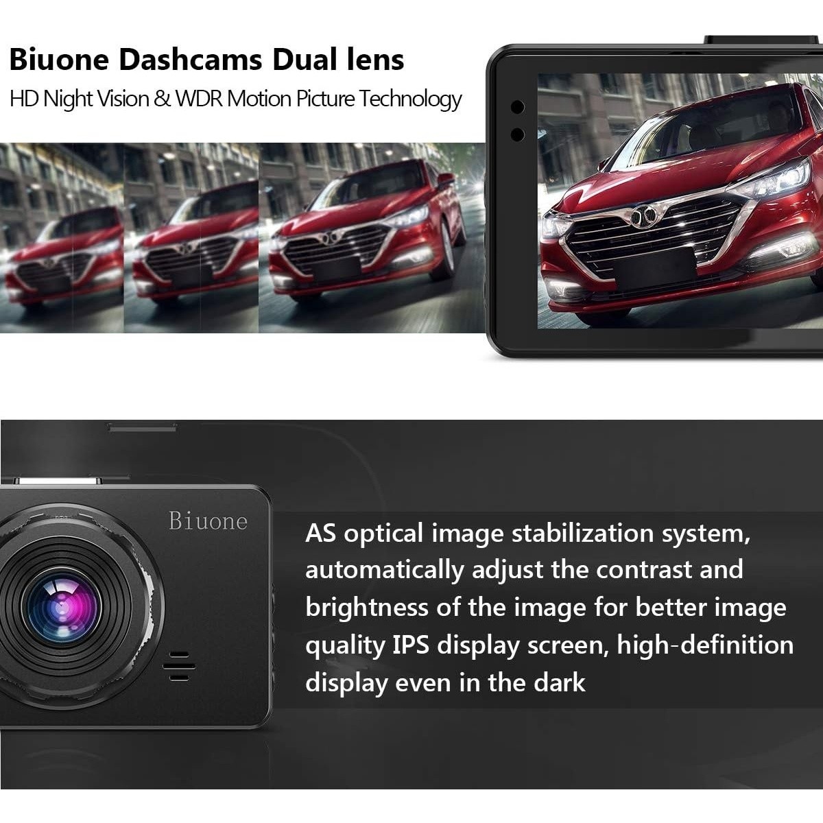 Dash Cam Front and Rear 1080P with 32G Card Night Vision and Sensor