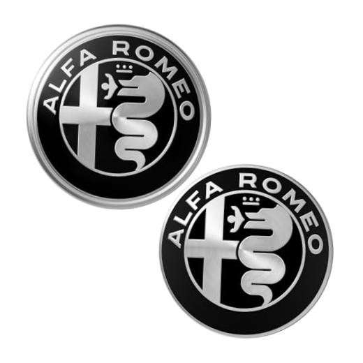 for Alfa Romeo Front and Rear Car Badge Emblems, Silver and Black Logo