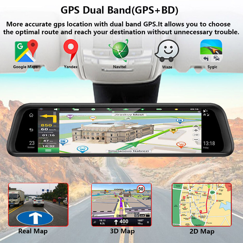 Car DVR Android ADAS Remote Monitor Rear view mirror with DVR camera Dual lens