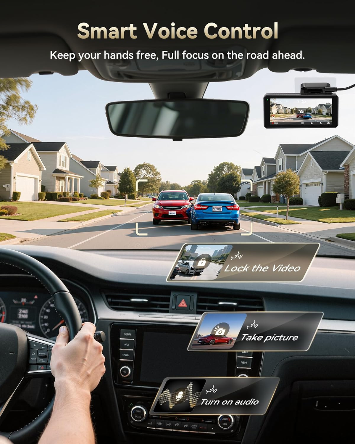 F77 4K+4K Front and Rear Dash Cam with HDR, Dual STARVIS 2 IMX678 Sensor, Voice