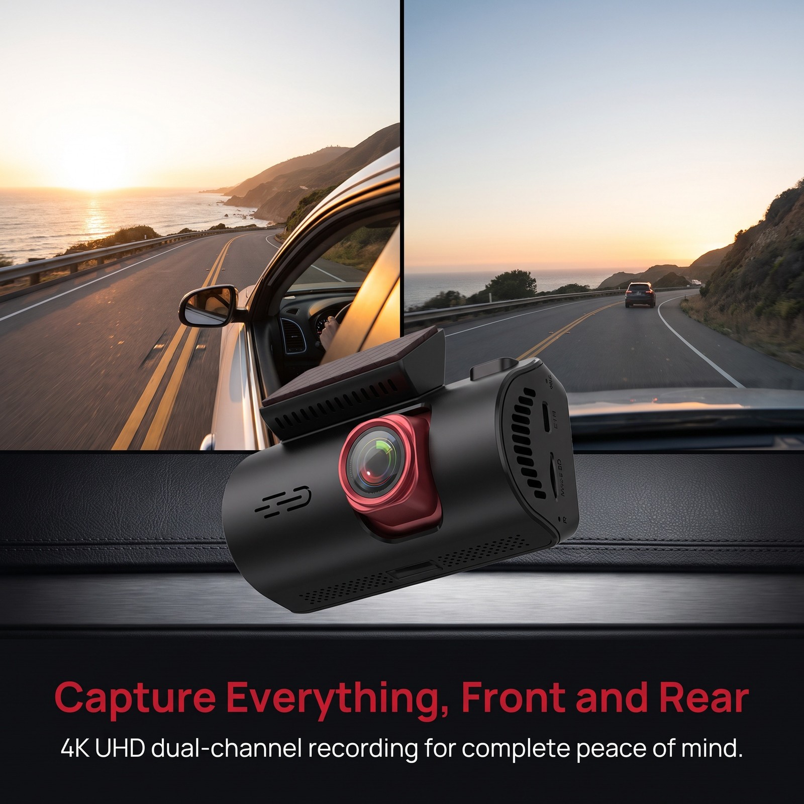 3 Channel 4K+1080P Car Dash Cam 5G WiFi Built-in for GPS