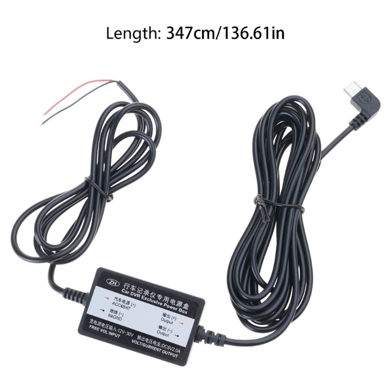 12V24V to 5V2A Type C Output and Male and Female Car Charger for Cams