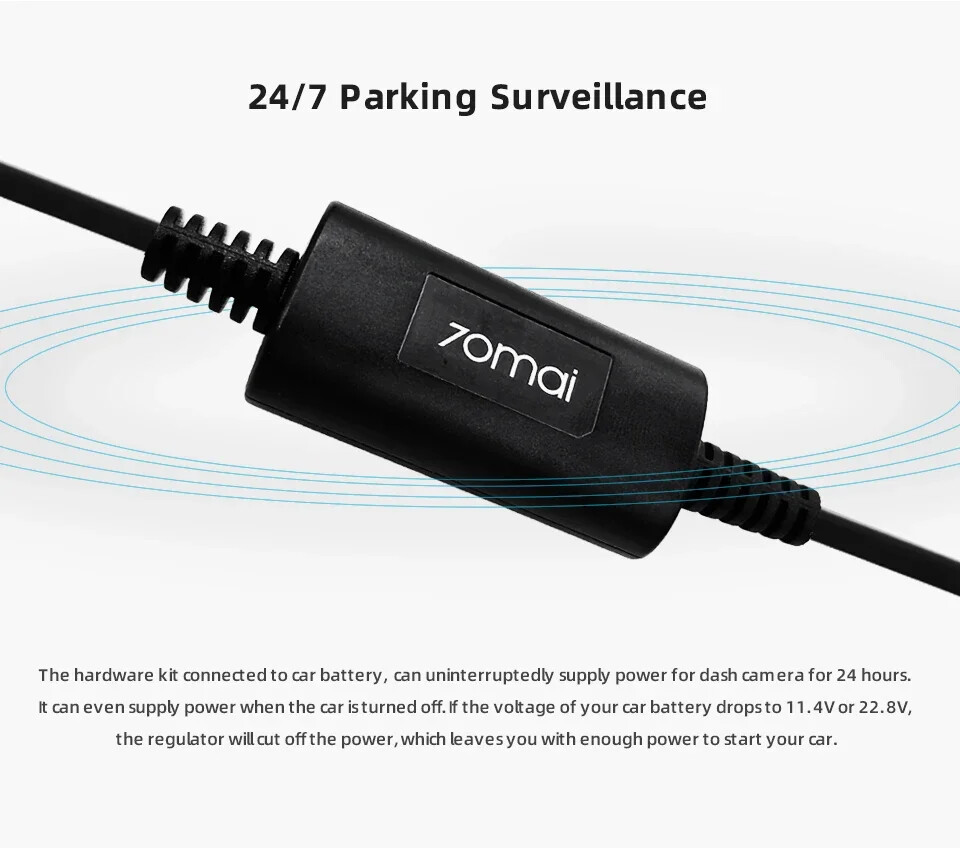 70Mai Car Hardwire Kit Parking Surveillance Cable For 70Mai Dash Cam A500 A500s