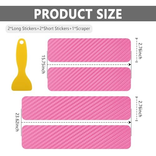 4PCS Car Door Sill Protector with Scraper,Carbon Fiber Car Door Protector Pink