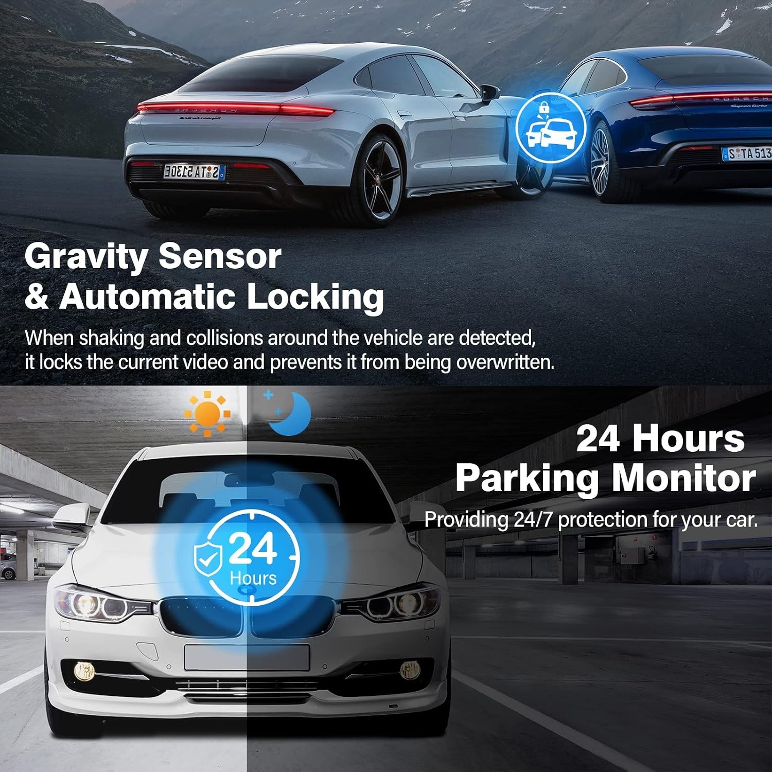 Dash Cam 2K Dual Camera Front and Rear Night Vision Parking Monitor