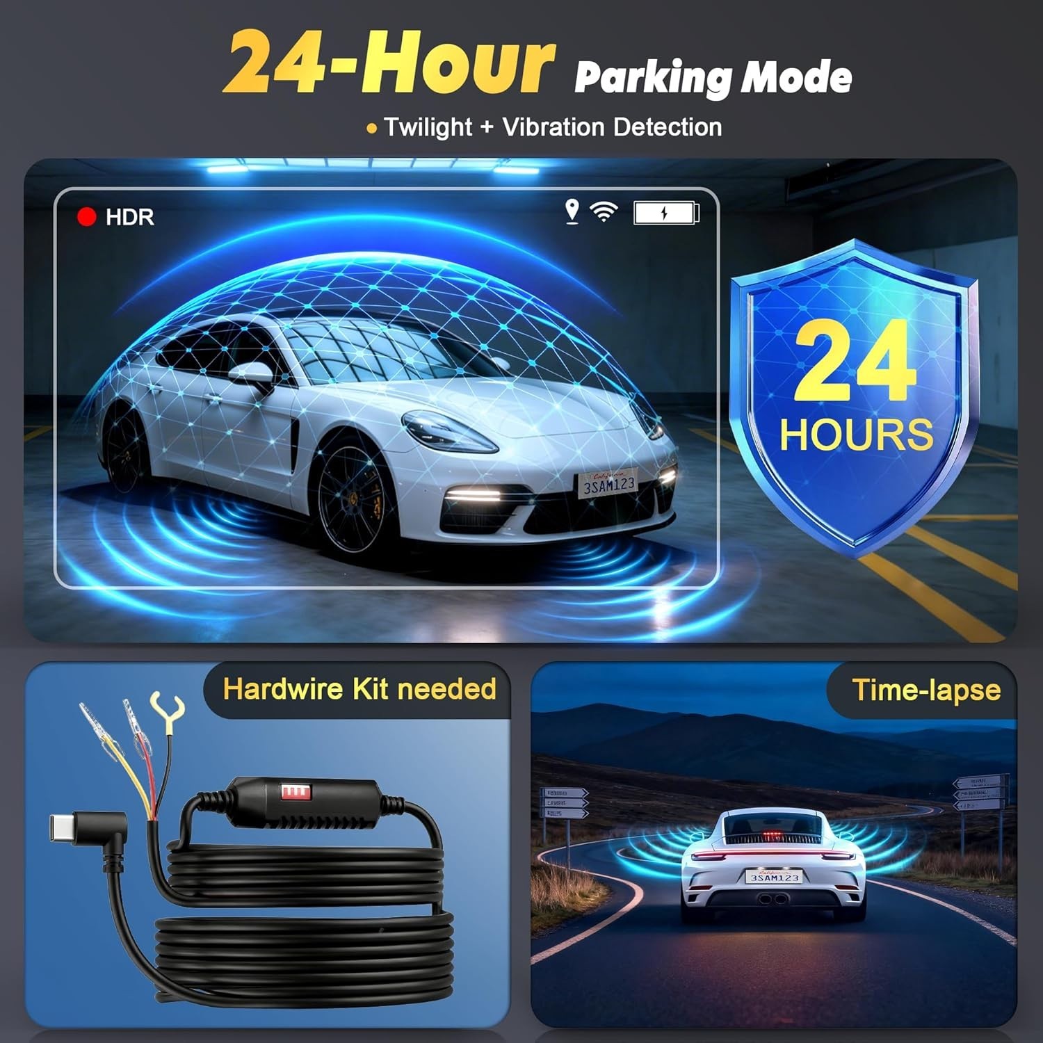 Dash Cam Front and Rear, 128GB Card Included, Dash Camera for Cars 5.8G/2.4G