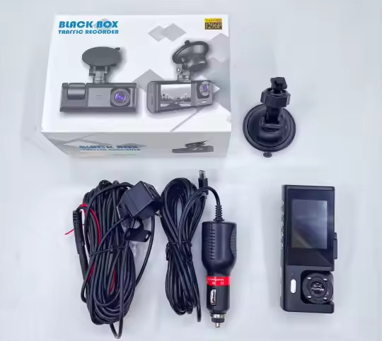 Car Dual Lens Dash Cam HD 1080P Front/Rear/Inside Video Recorder Camera G-sensor