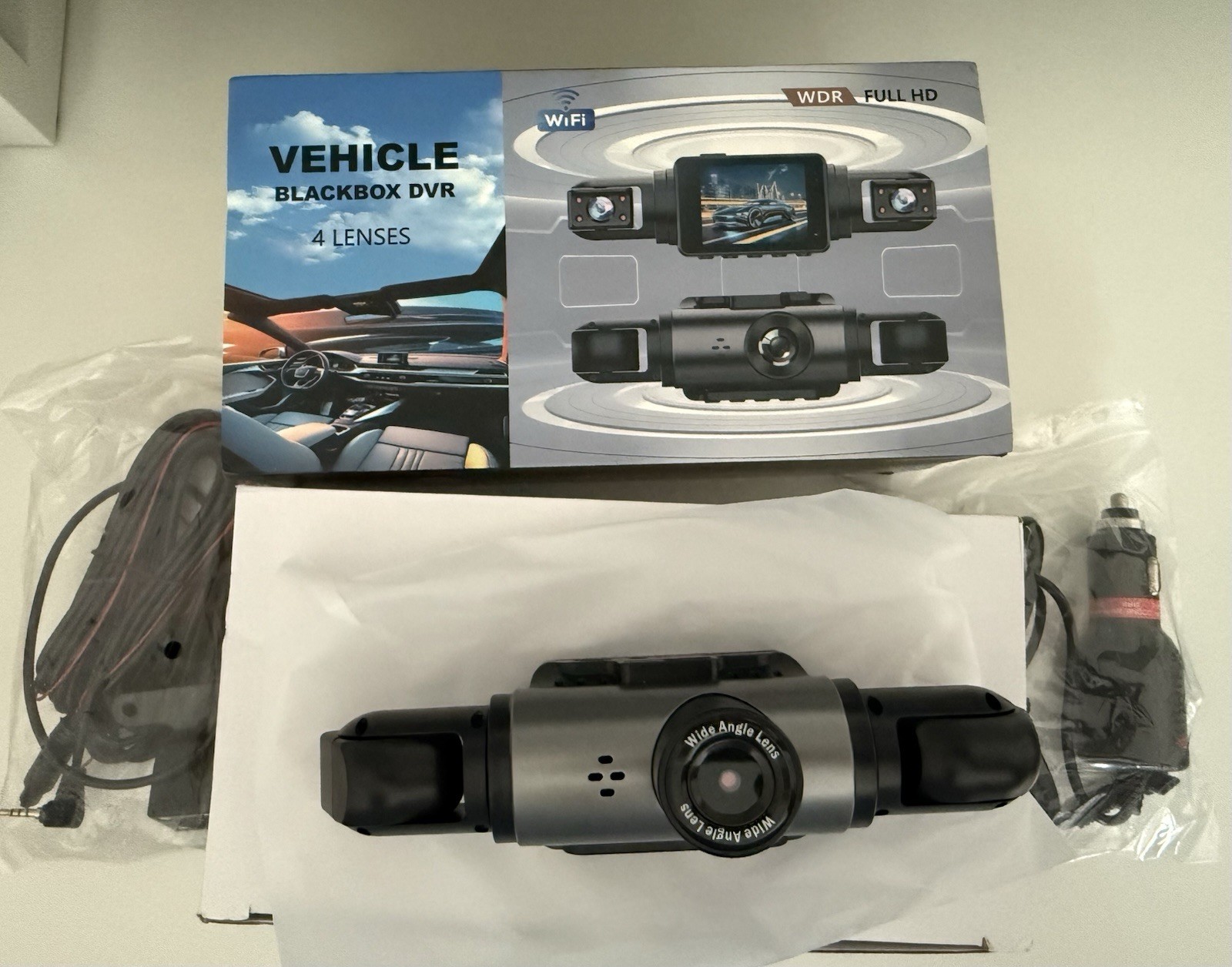 DVR Vehicle Black Box Full HD 1080 W7799, 4 Lens Wifi Dash CAM