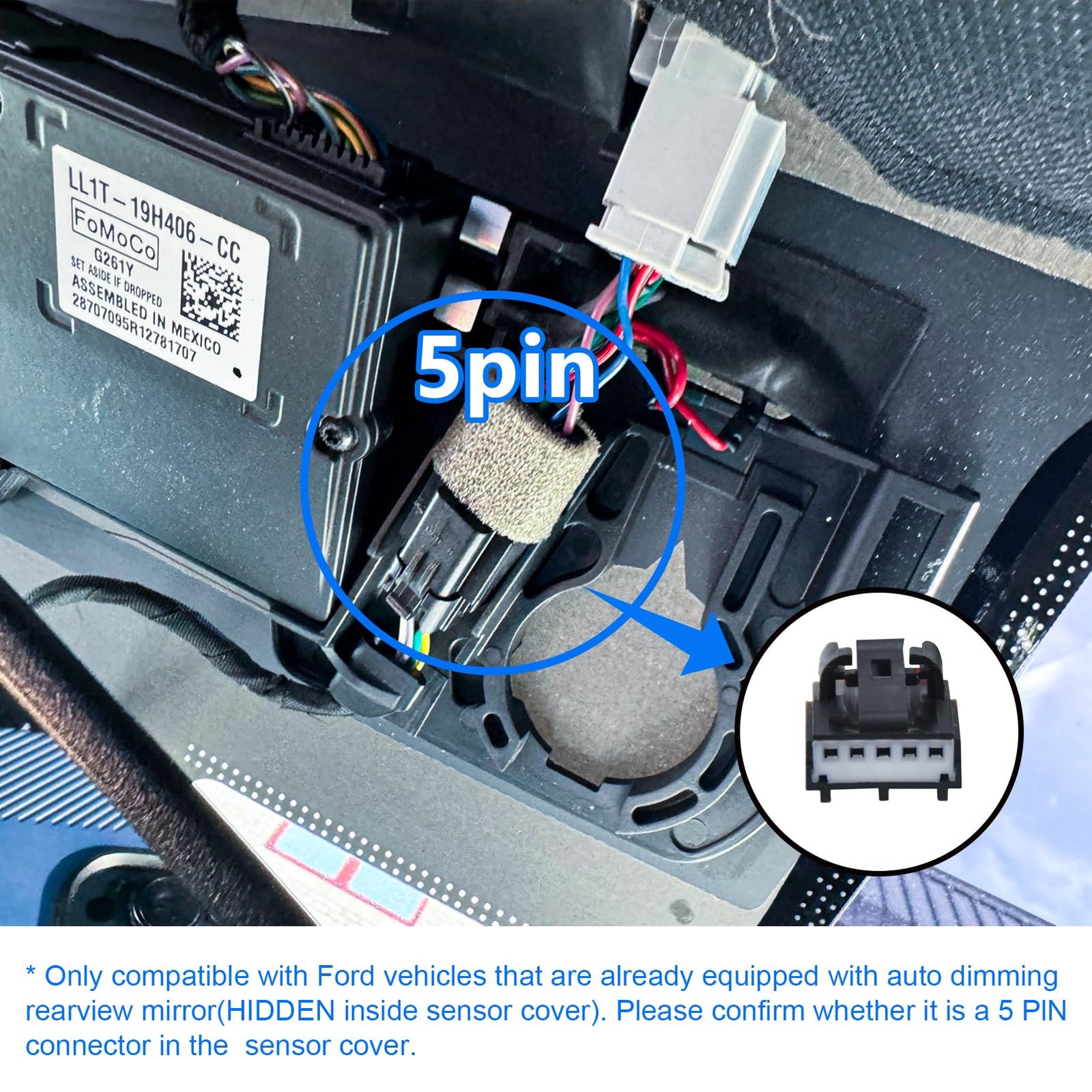 mangoal Dashcam Power Adapter Custom for Ford 5 Pin (Model B) for Mustang Mac…