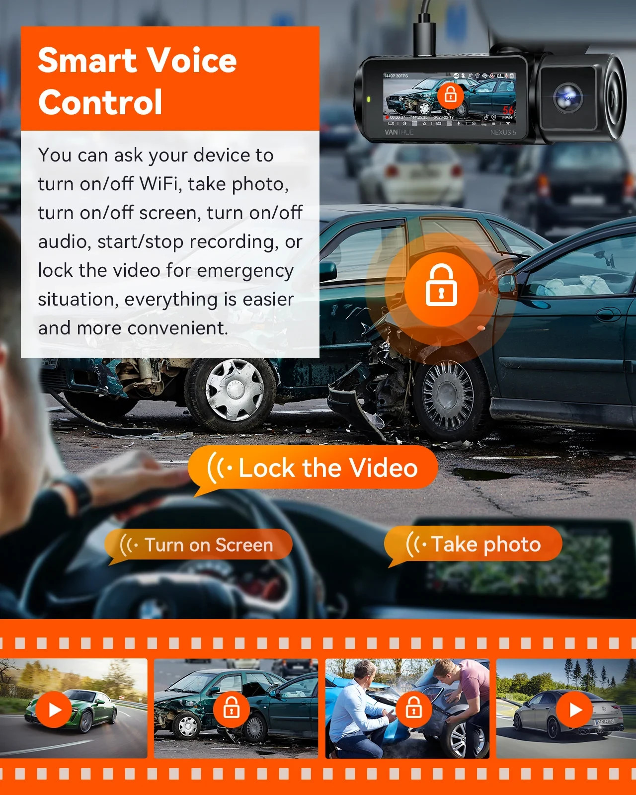 Vantrue N5 4 Channel Dash Cam | GPS | WiFi | Voice Control