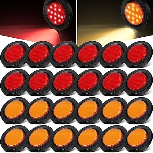 Pcs 2.5″ Round Clearance Lights 13 LED Front Rear Side Marker Waterproof 24