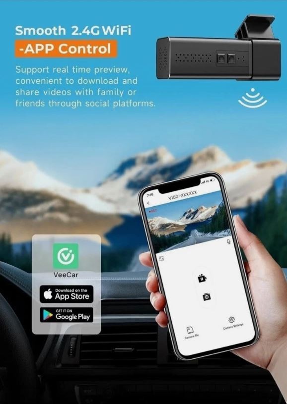 NEW DashCam V100 Wifi 2.5K 1440P Car Dash Camera Wireless
