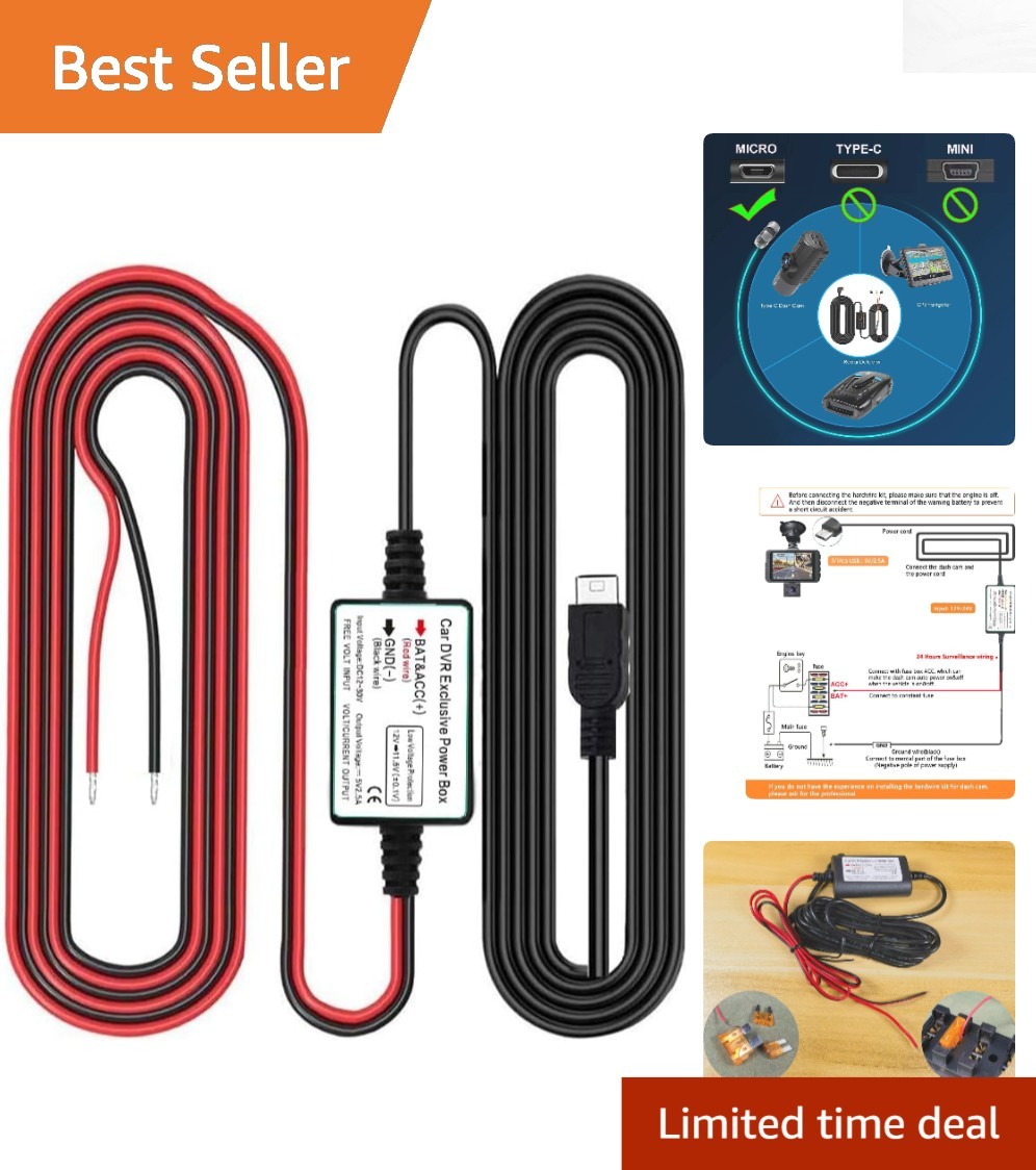 Reliable Dash Camera Hardwire Kit – 24 Hour Monitoring with Voltage Protection