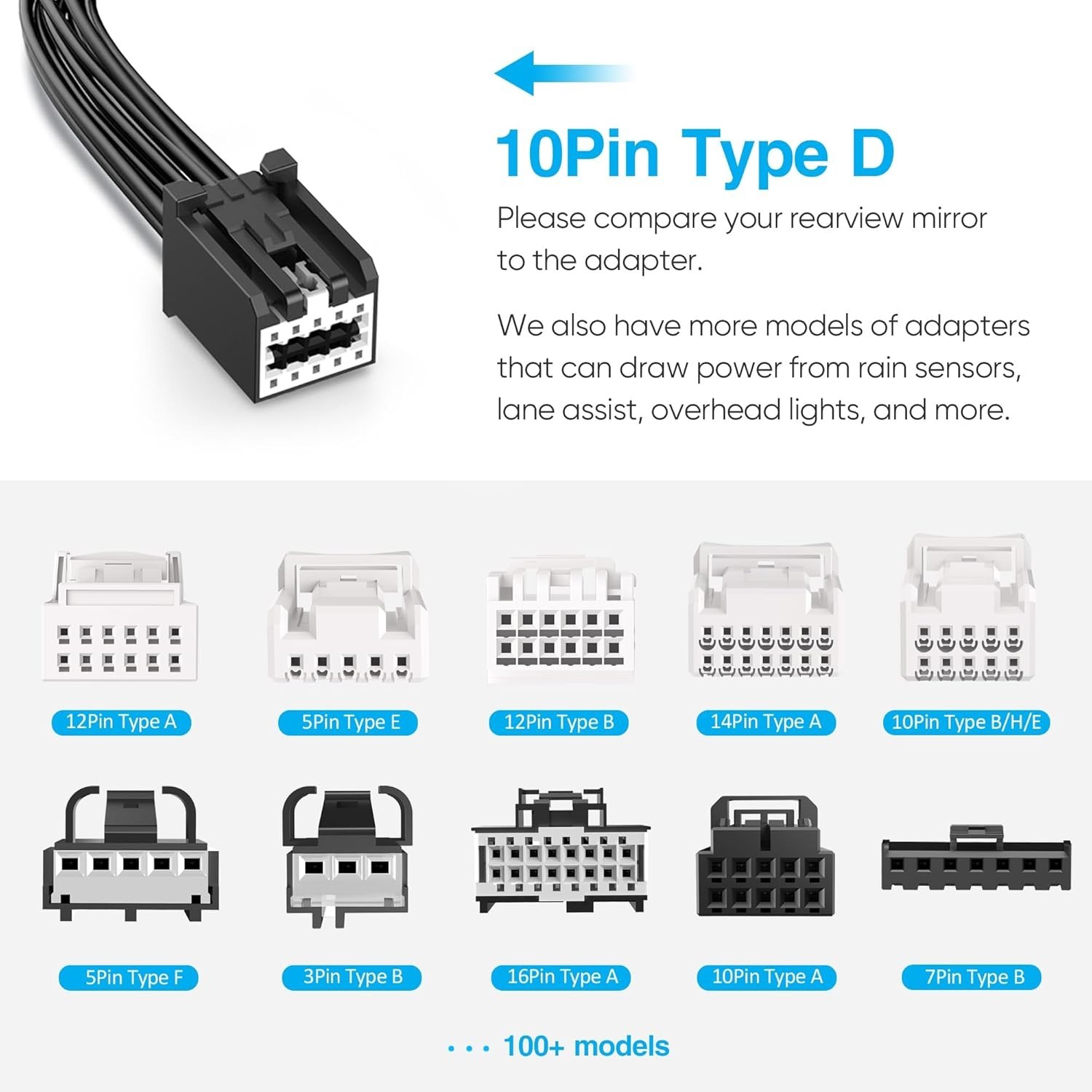 Type D Dash Cam Charger Cable for Auto-Dimming Mirror