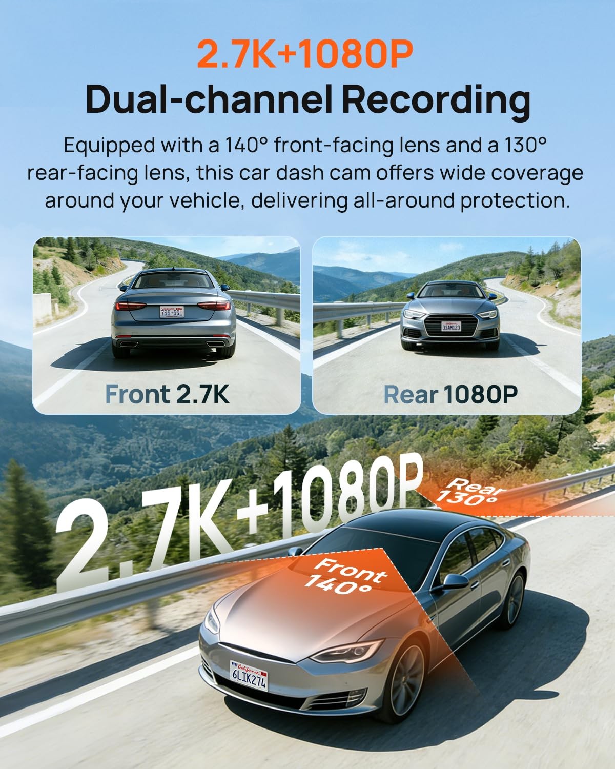 Dash Cam Front and Rear A510,1944P+1080P with STARVIS 2 IMX675 and 64GB Card,…
