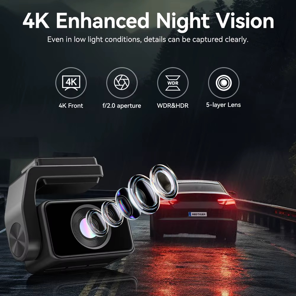 4K Dash Cam Front & Rear w/ GPS, 5G WiFi Touch Screen – Dual Car Camera Recorder