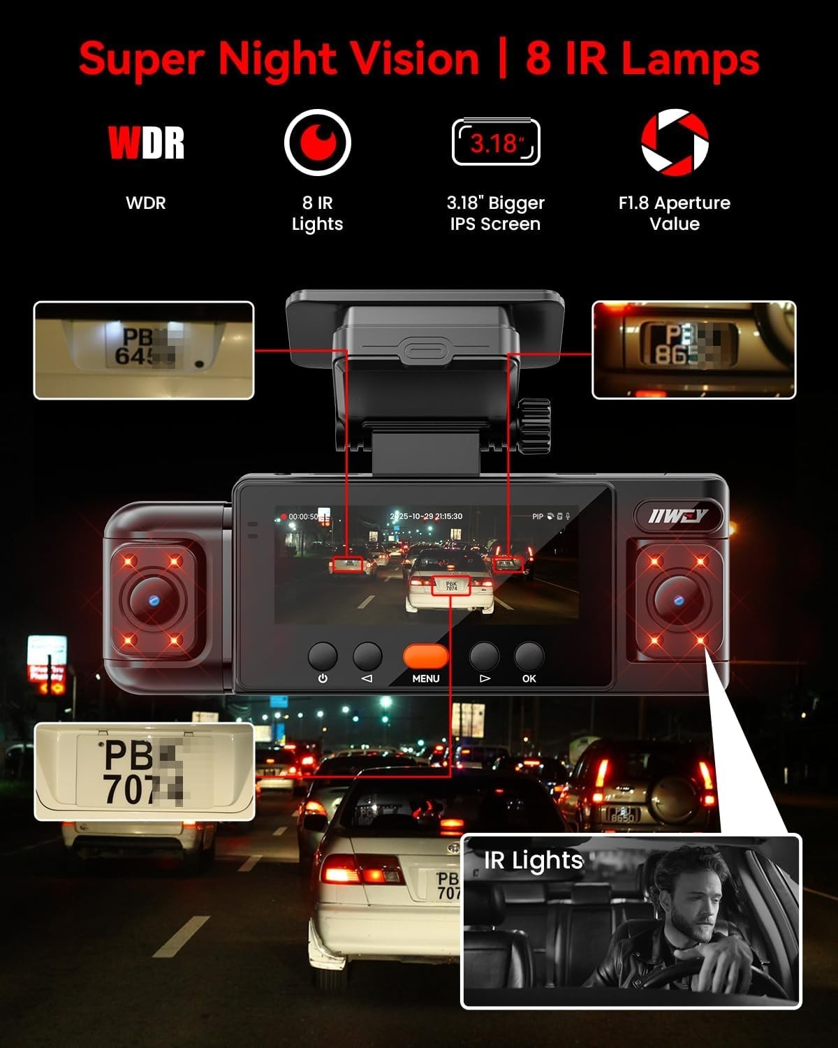 N6 360° Dash Cam 4 Channel, Free 128GB Card, 8 IR Lights Night Vision | 5.8G …