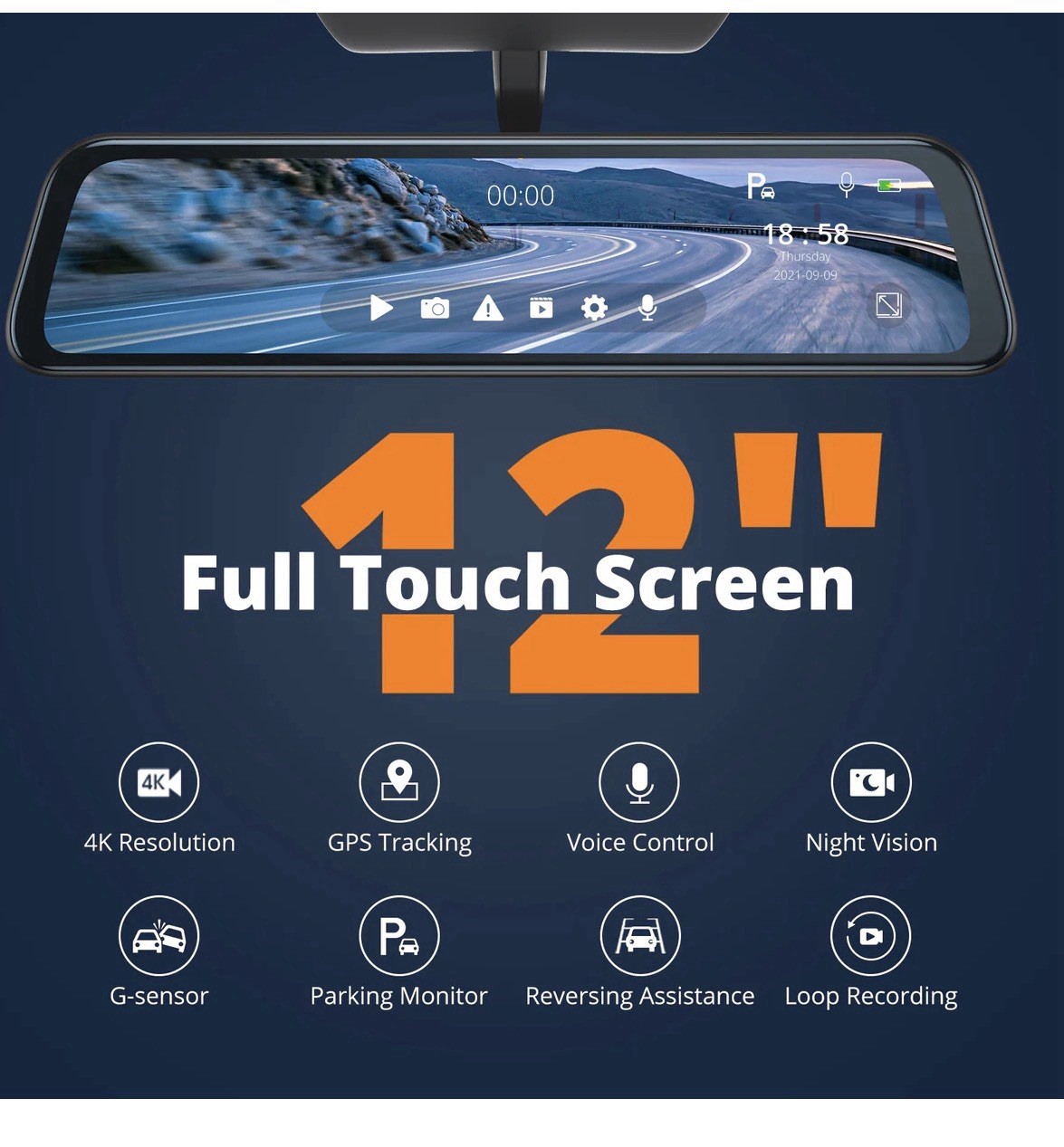 Kingslim Pro Dash Camera 4K UHD Dual Lens Front Rear w/ GPS WiFi Parking Mode