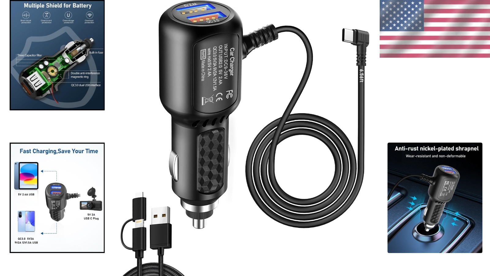 Reliable USB Type C Car Charger – Fast Charging, Durable Design for Dash Cams