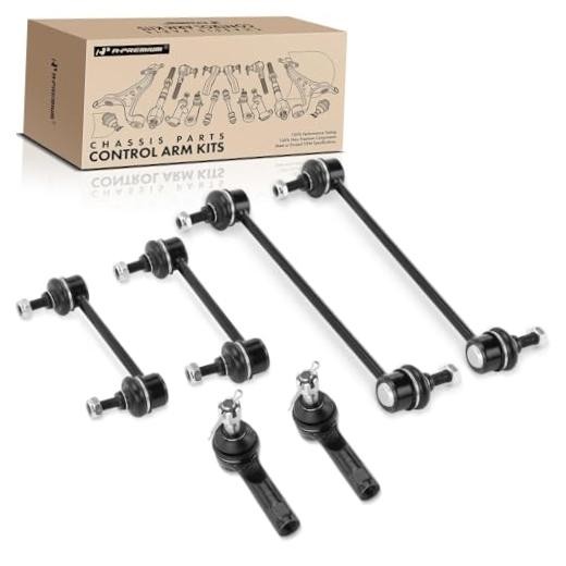 Set of 6, Front & Rear Sway Bar Link, Front Outer Tie Rod End | Compatible
