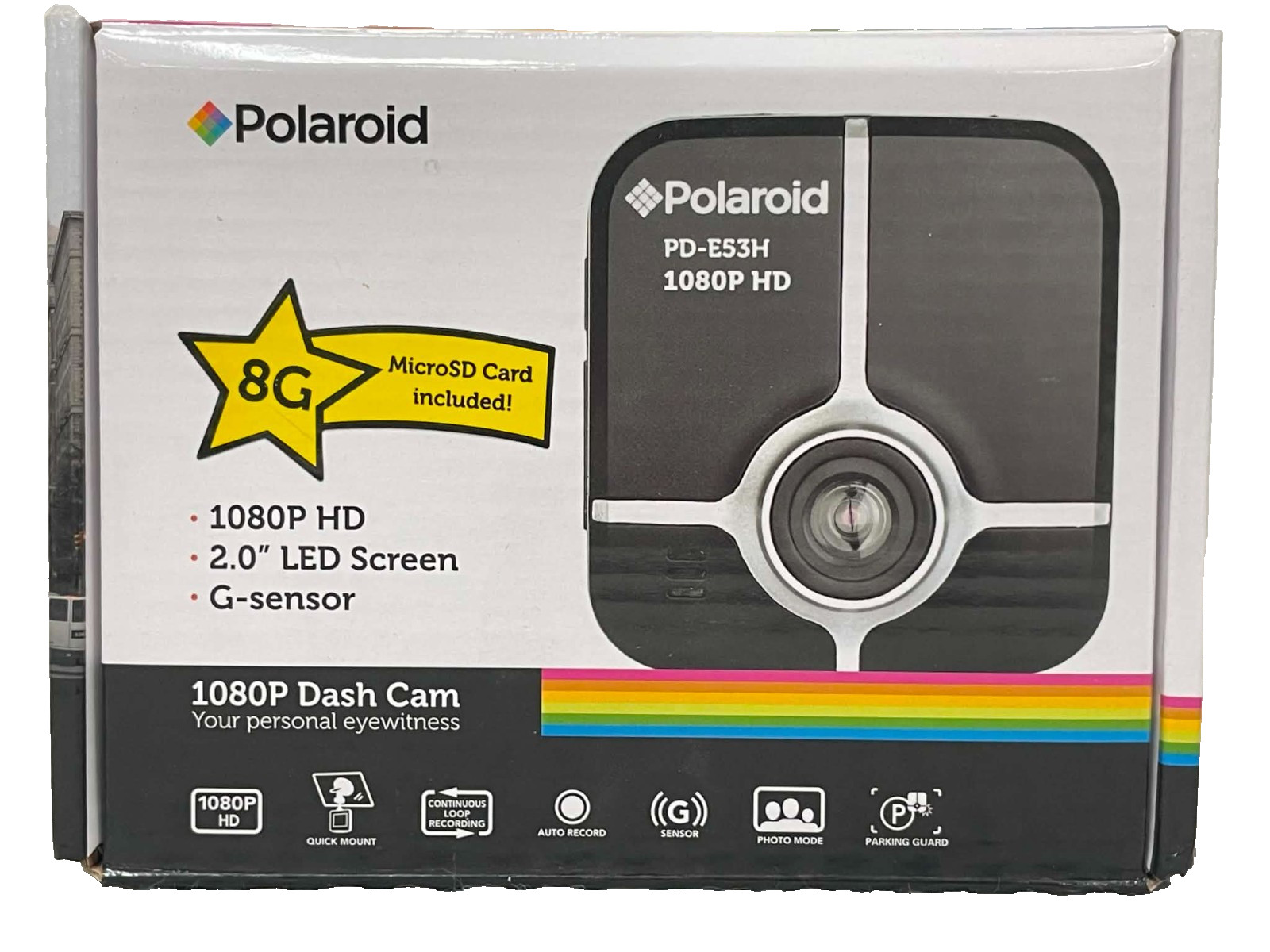 Polaroid PD-E53H 1080P HD Car Dash Cam 2″ LED Screen G-Sensor Bundle SanDisk 16G