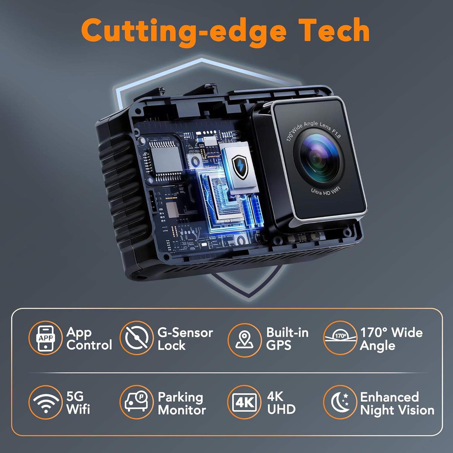 4K Dash Cam Front and Rear, STARVIS 2 Night Vision, Free 64GB Card, 5Ghz Wifi wi