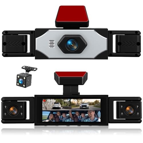 4 Channel 360° Dash Cam Front and Rear Inside Left Right,3.16″ 1080P 4 Way