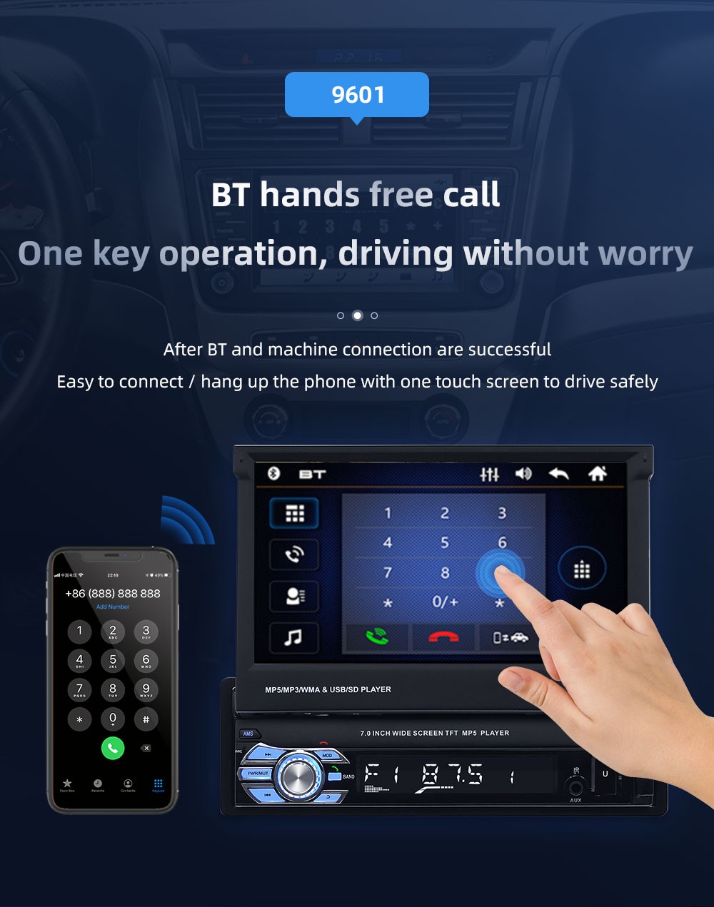 Single 1 DIN 7″ Flip Out Car Radio Stereo Bluetooth FM MP5 Player Touch Screen