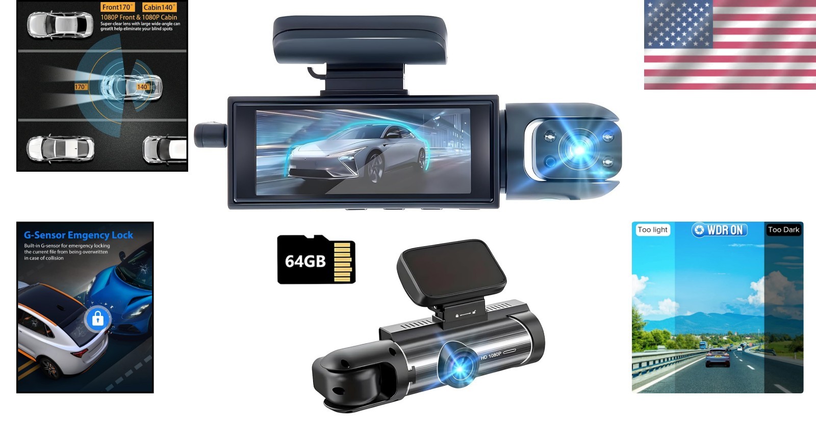 24-Hour Parking Protection Dash Cam – Dual Lens, Easy Install with Night Vision