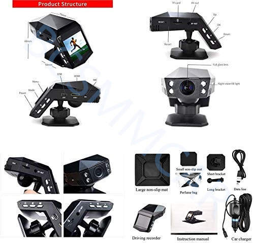 1080P Dash Cam 2in Car DVR Video Cycle Recording Camera Night Vision G-sensor