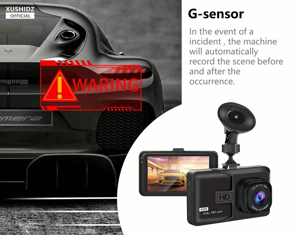 XUSHIDZ NEW 1080P HD Dash Camera Loop Recording Car Vehicle DVR Video Recorder D