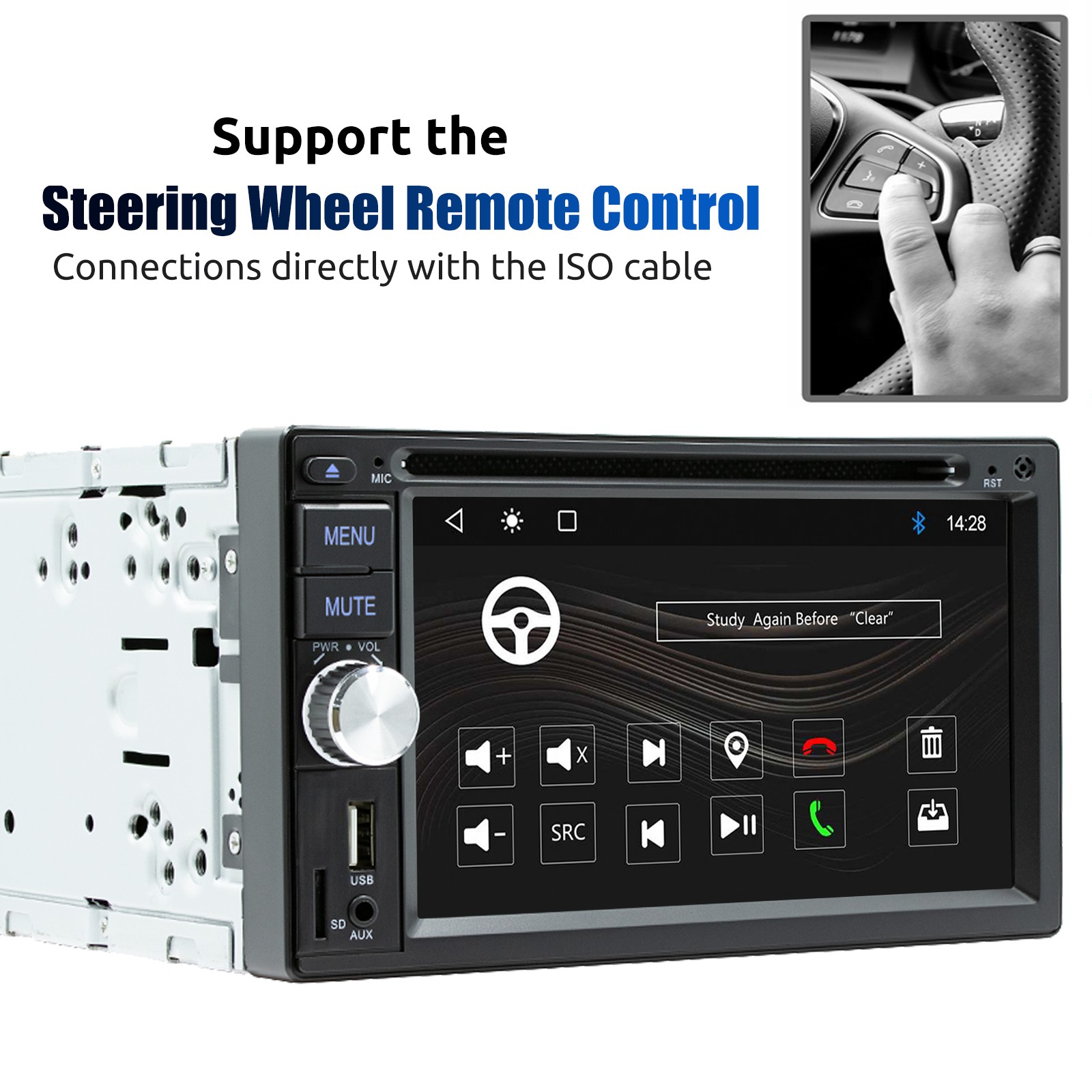 Double 2 Din Apple CarPlay Car Stereo Bluetooth Radio 6.2″ CD DVD Player+MIC&CAM