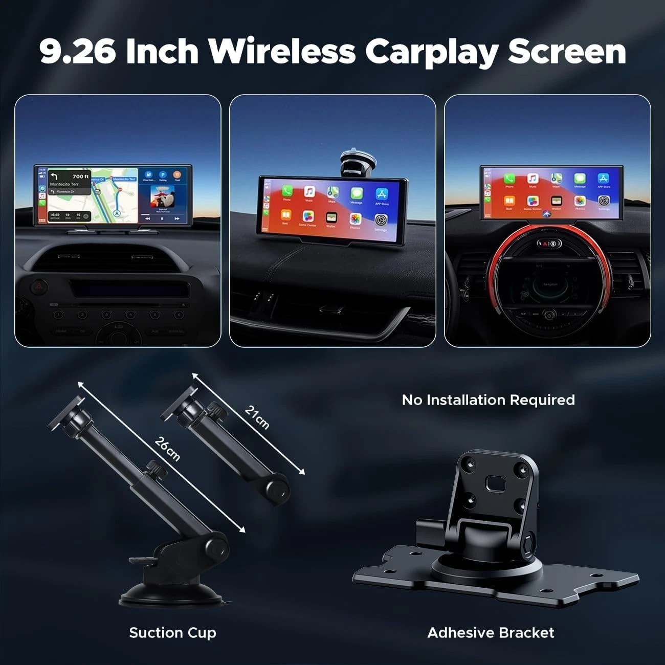 Portable Carplay Receiver – 2.5K Dash Cam, GPS Navigation, Bluetooth Audio