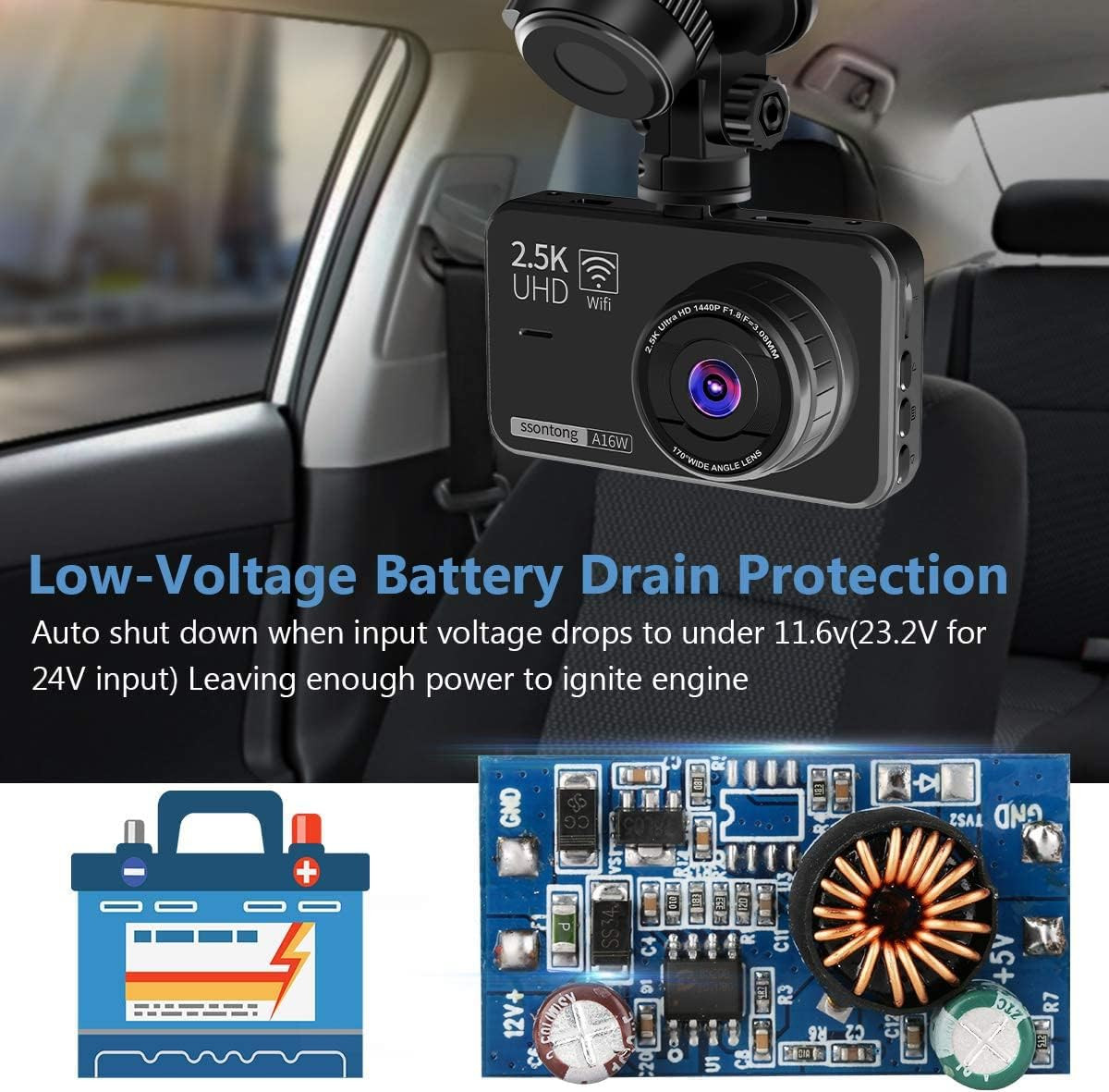 Upgraded Dash Cam Hardwire Kit, Type-C USB Hard Wire Kit 12V-24V to 5V Hardwire
