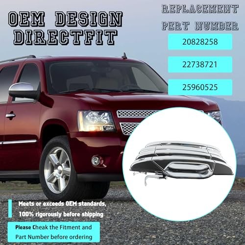 Exterior Chrome Door Handle Front Rear Driver&Passenger Compatible with 2007