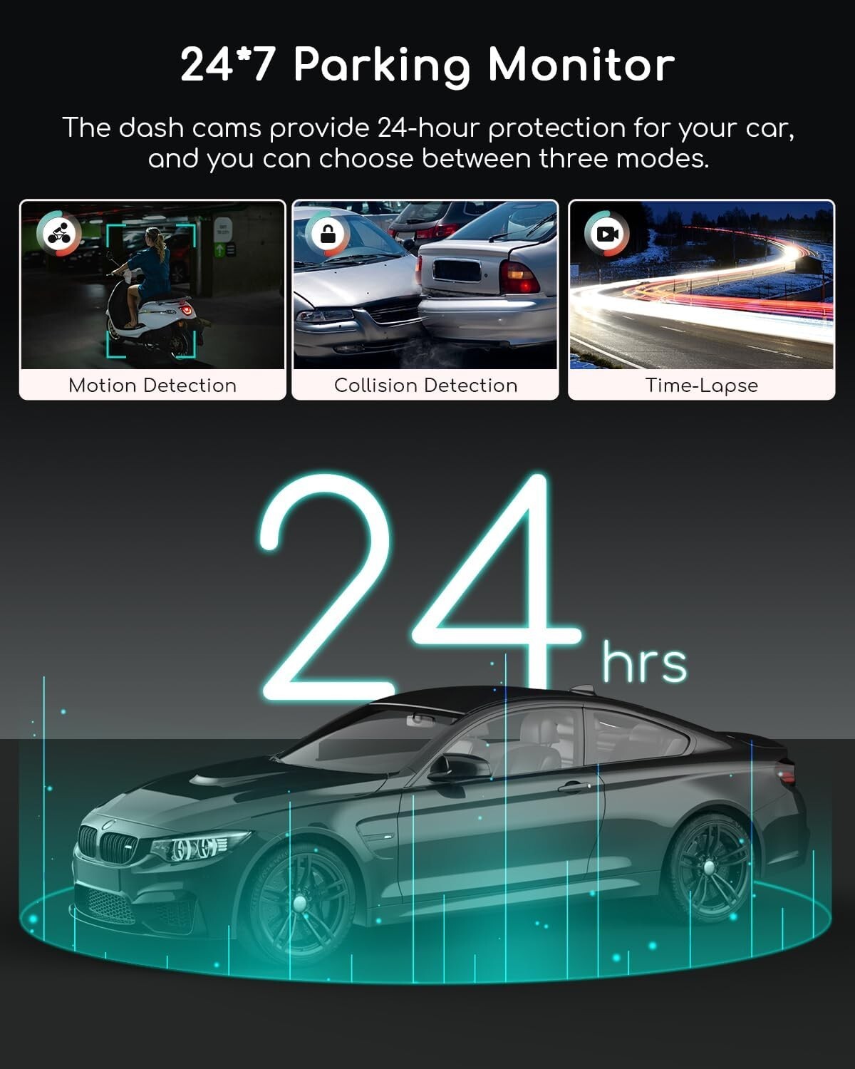 COOAU 2.5K WiFi Dual Dash Cam 1440P Built-in GPS Front and Inside Dash Camera