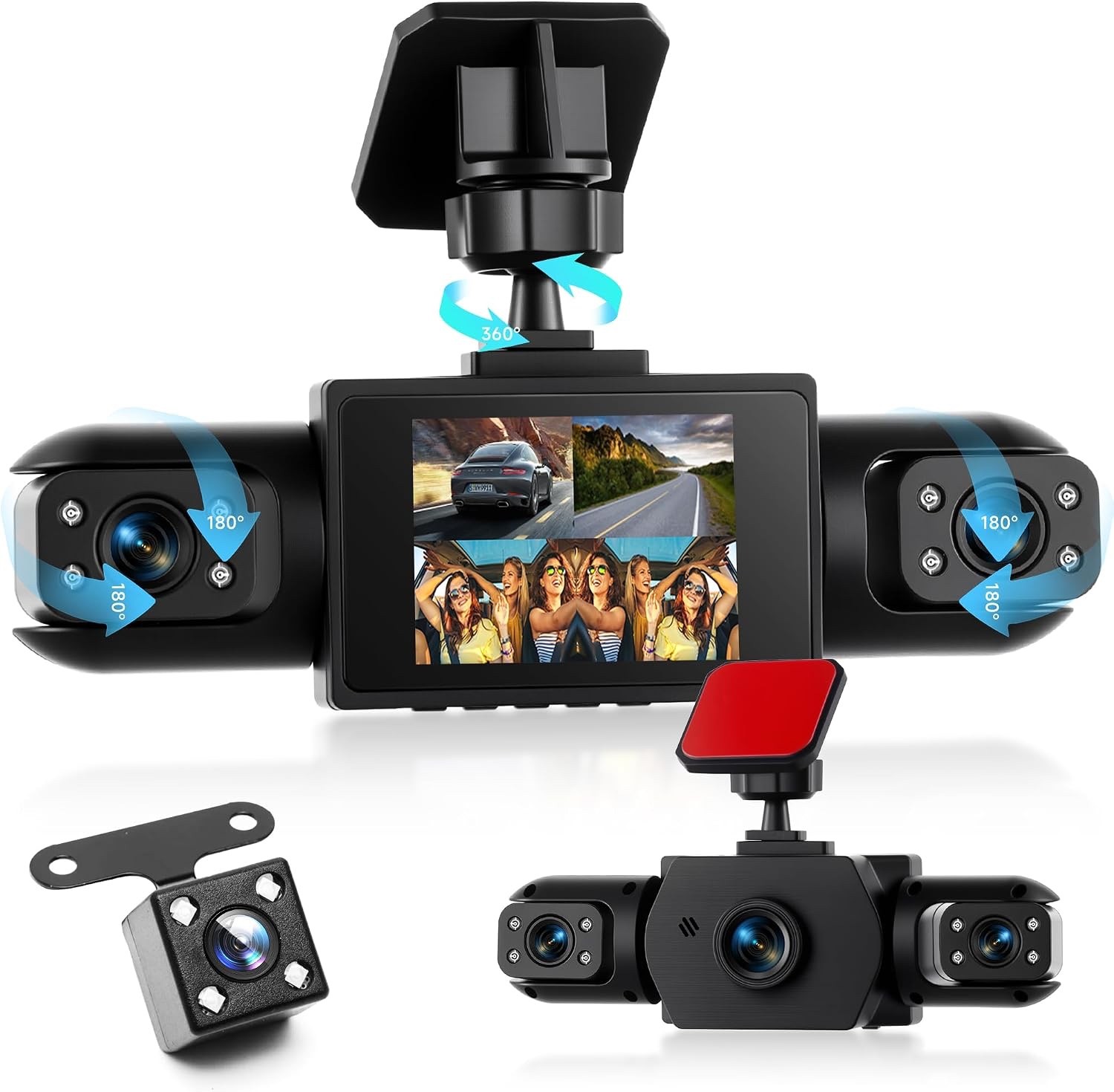 4 Channel 360 Dash Cam Front and Rear Inside Left Right, Dash Camera for Cars
