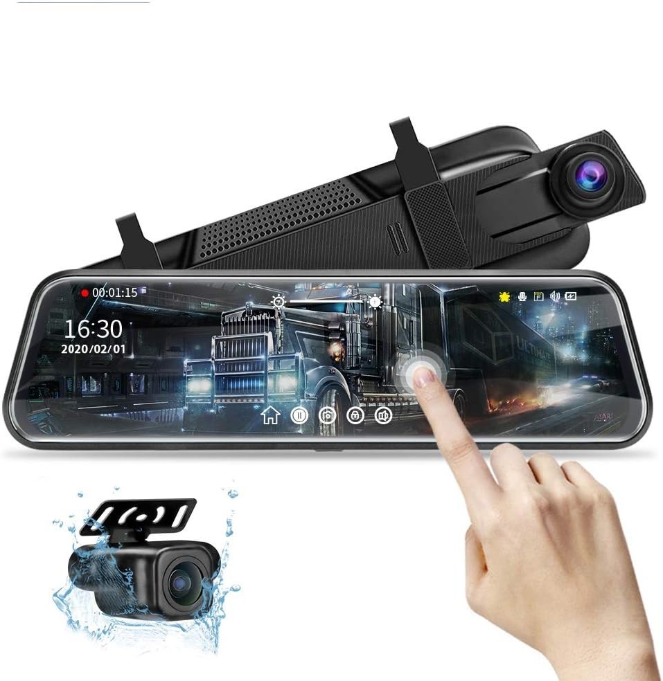 10” Mirror Dash Cam Night Vision 1080P Front Rear Camera Parking Assistance
