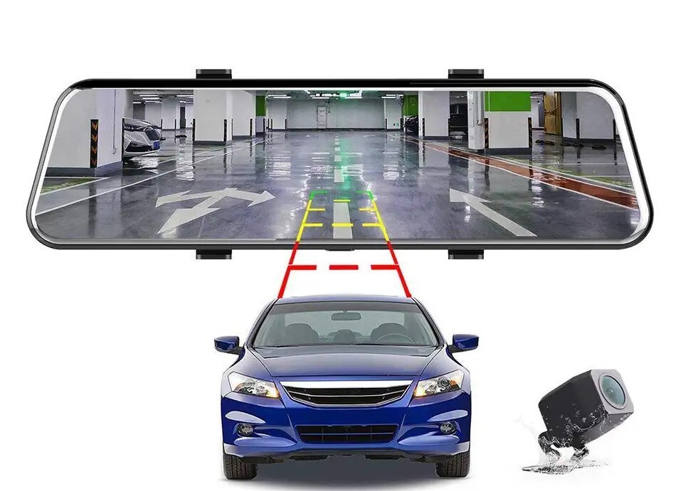 10-inch Full Touch Screen Car Dashcam, 1080P FHD Front and Rear