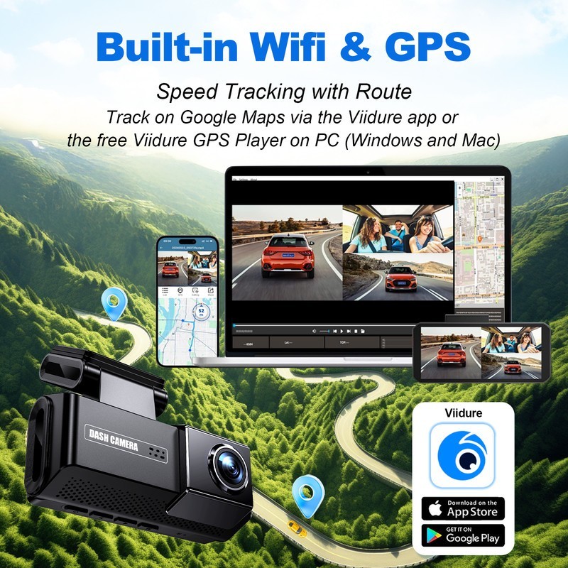 Dash Cam 4k Front Rear Car Cameras 3.69″ Touch Screen Car DVR Built-in GPS ADAS