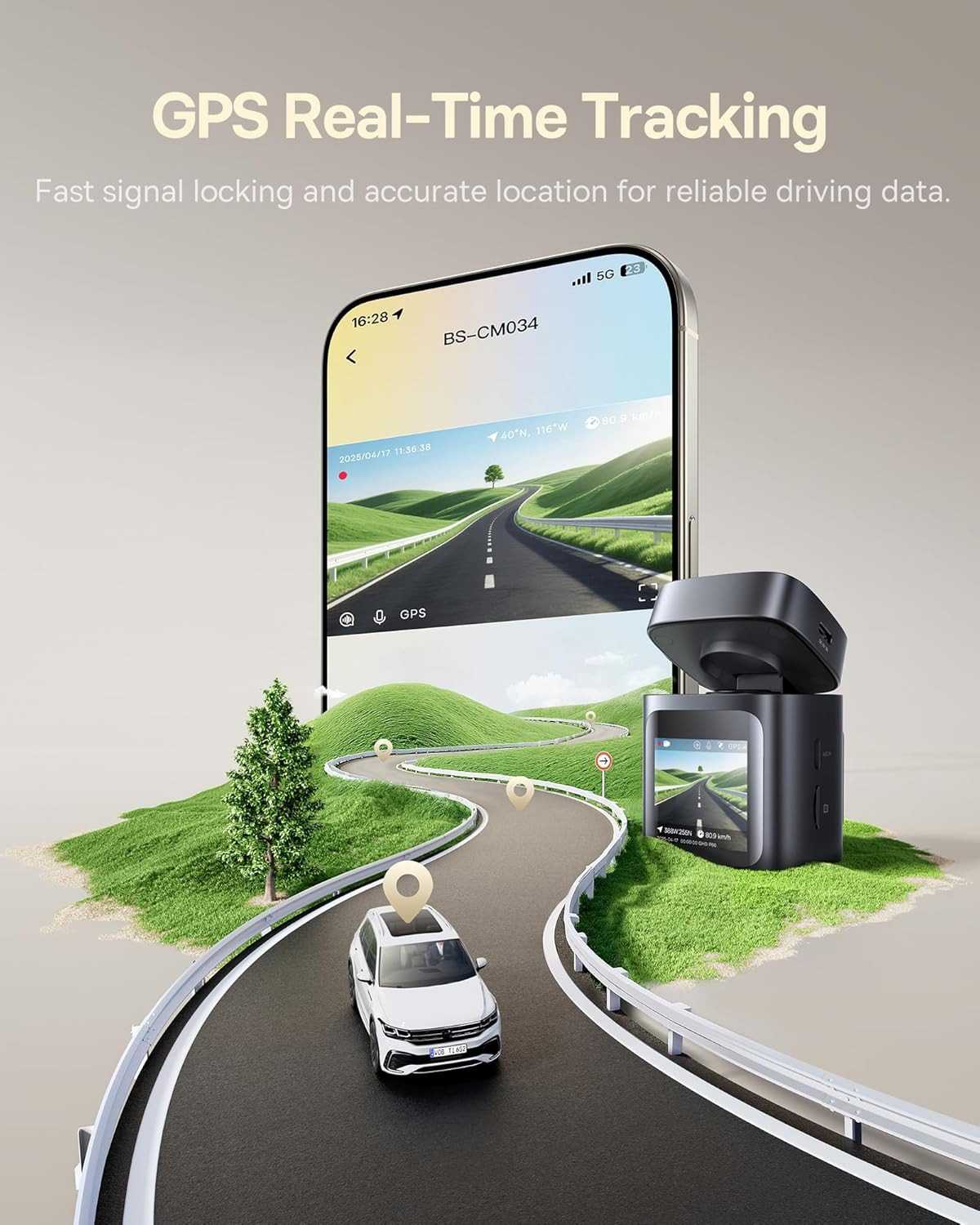 VD1 Pro Solar Dash Cam Front and Rear, 4K+1080P Dash Camera for Cars, Battery Po