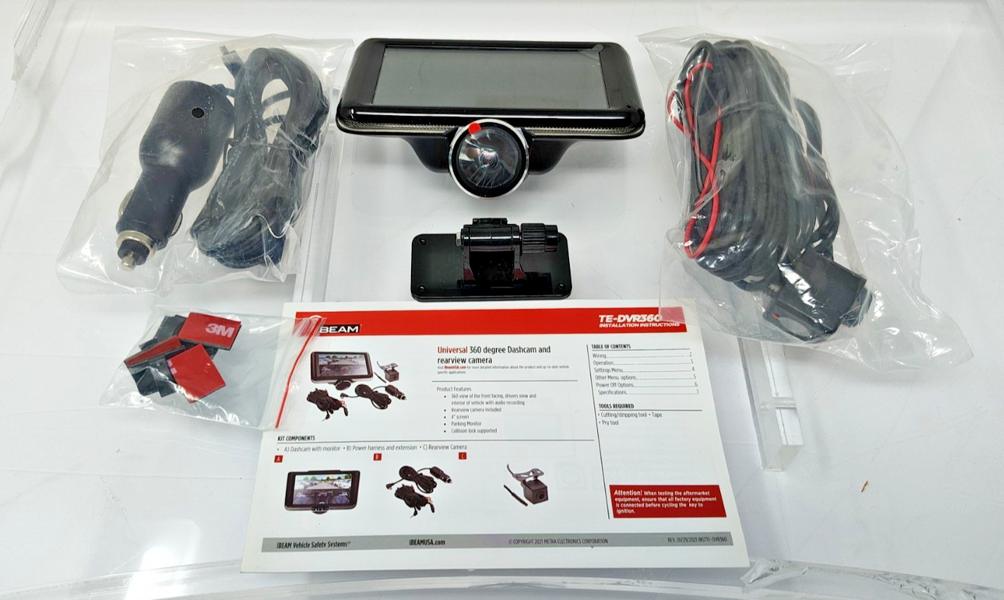 iBEAM 360 Degree Dash Cam Interior Front Rear Recording Car DVR Camera TE-DVR360