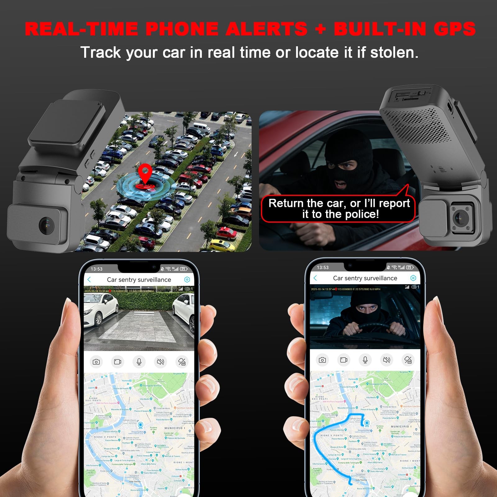 4G LTE Dash Cam with Live Streaming, Car Vandalism Surveillance Security Came…