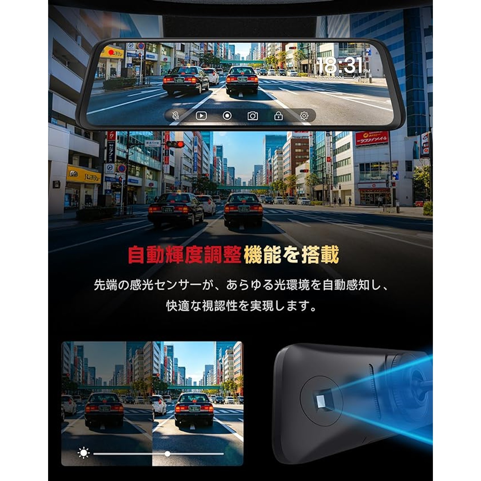 AUTO-VOX T9 Max Mirror Dash Cam Front Rear GPS Parking Monitor supercapacitor