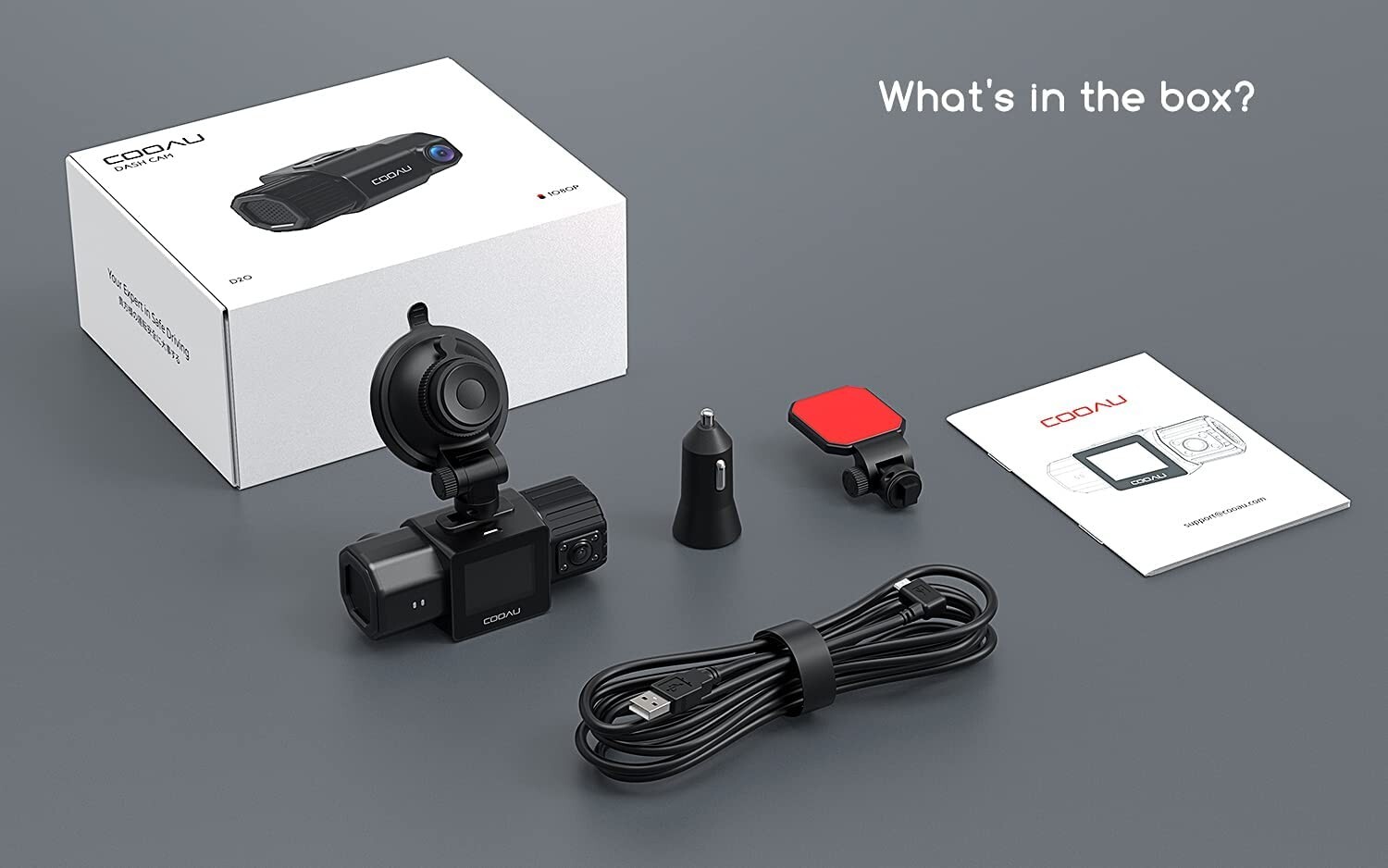COOAU 1080P WiFi Dual Dash Cam Built-in GPS Front and Inside Dash Camera for Car