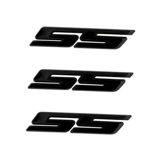 3pcs SS Emblems Car Sticker Universal Fit for All Cars – Matte Black
