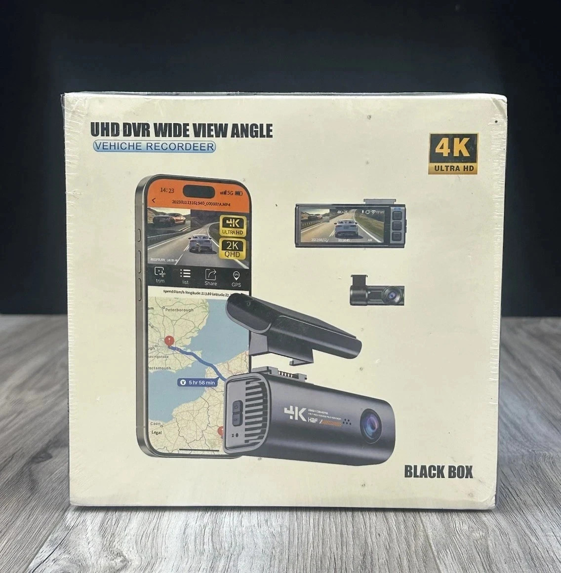 Zunfly 4K Front and Rear Dash Cam Built-In WiFi GPS App Control Night Vision NEW