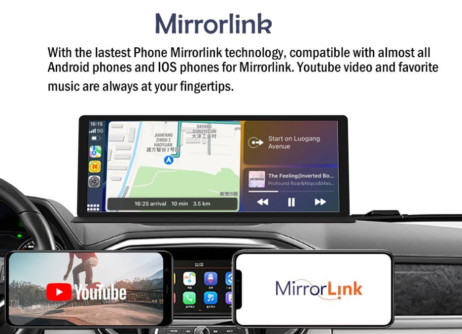 11.3in 5K Car Stereo Dash Cam Wireless For Apple Carplay Android Auto W/Camera