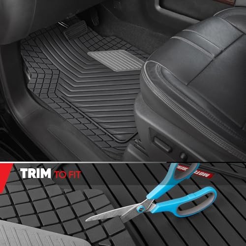 MetallicGuard Car Floor Mats Full Set – Durable Rubber Floor Black & Silver