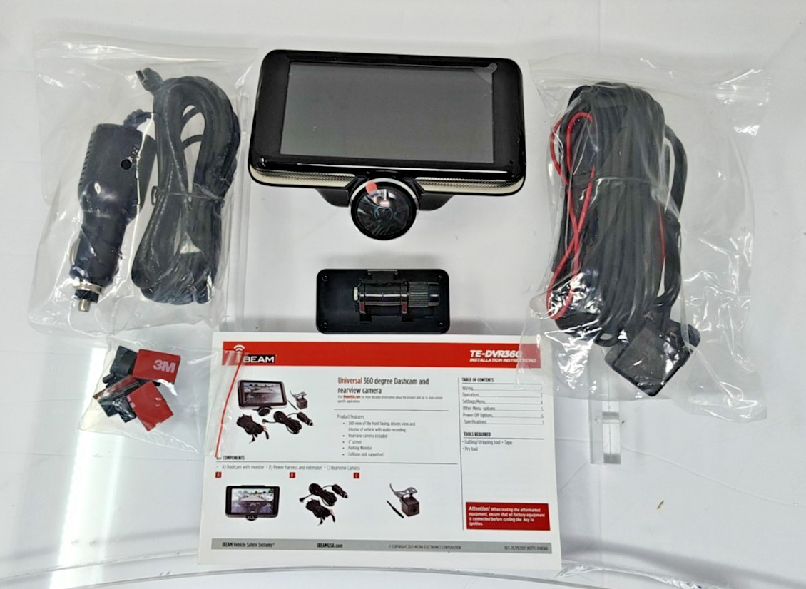 iBEAM 360 Degree Dash Cam Interior Front Rear Recording Car DVR Camera TE-DVR360